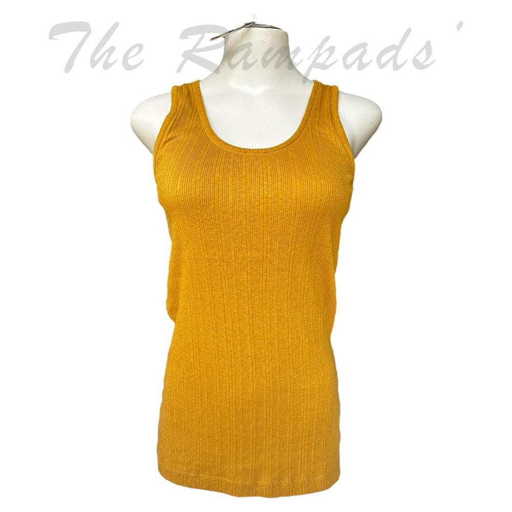 Anthropologie Mustard Yellow Ribbed Tank Top Size Small